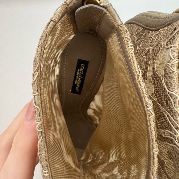 New Dolce & Gabbana "Taomina" Champagne Corded Lace Ankle Boots Size 36 - Picture 7 of 13